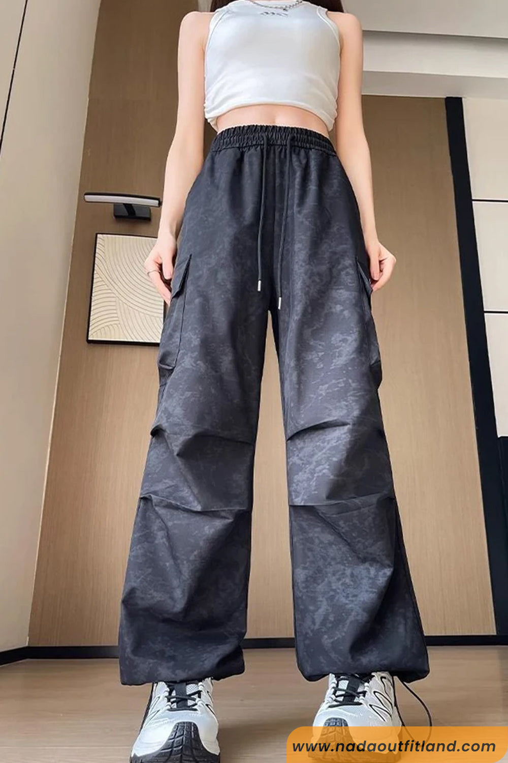 Loose Cargo Pockets Tie Dye Style Long Pants