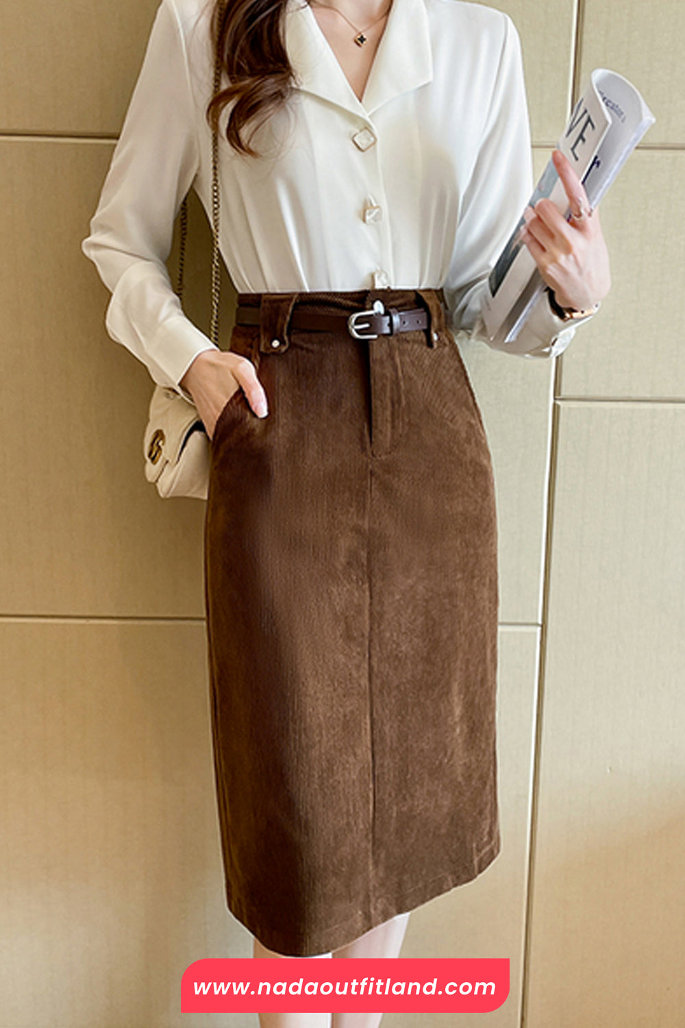 High Waist Long Corduroy Pencil Skirts