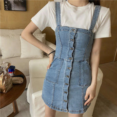 Sexy Slash Neck Denim Mini Dress