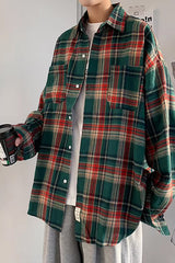 Loose Vintage Plaid Men Shirt