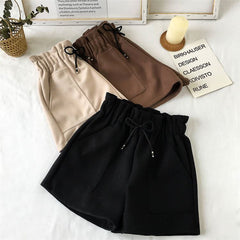 Wide Leg Woolen Casual Office Shorts