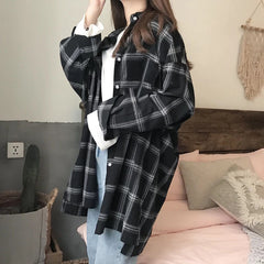 Loose Oversize Casual Plaid Shirt
