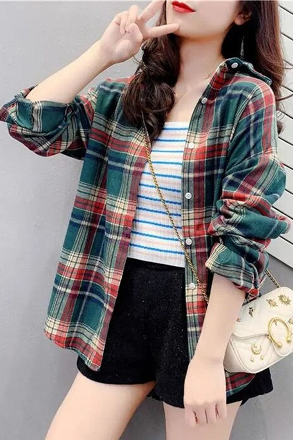Retro Colors Casual Plaid Shirt