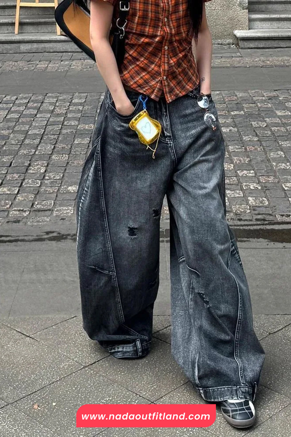 High Waist Loose Wide Leg Women Black Jeans Pants