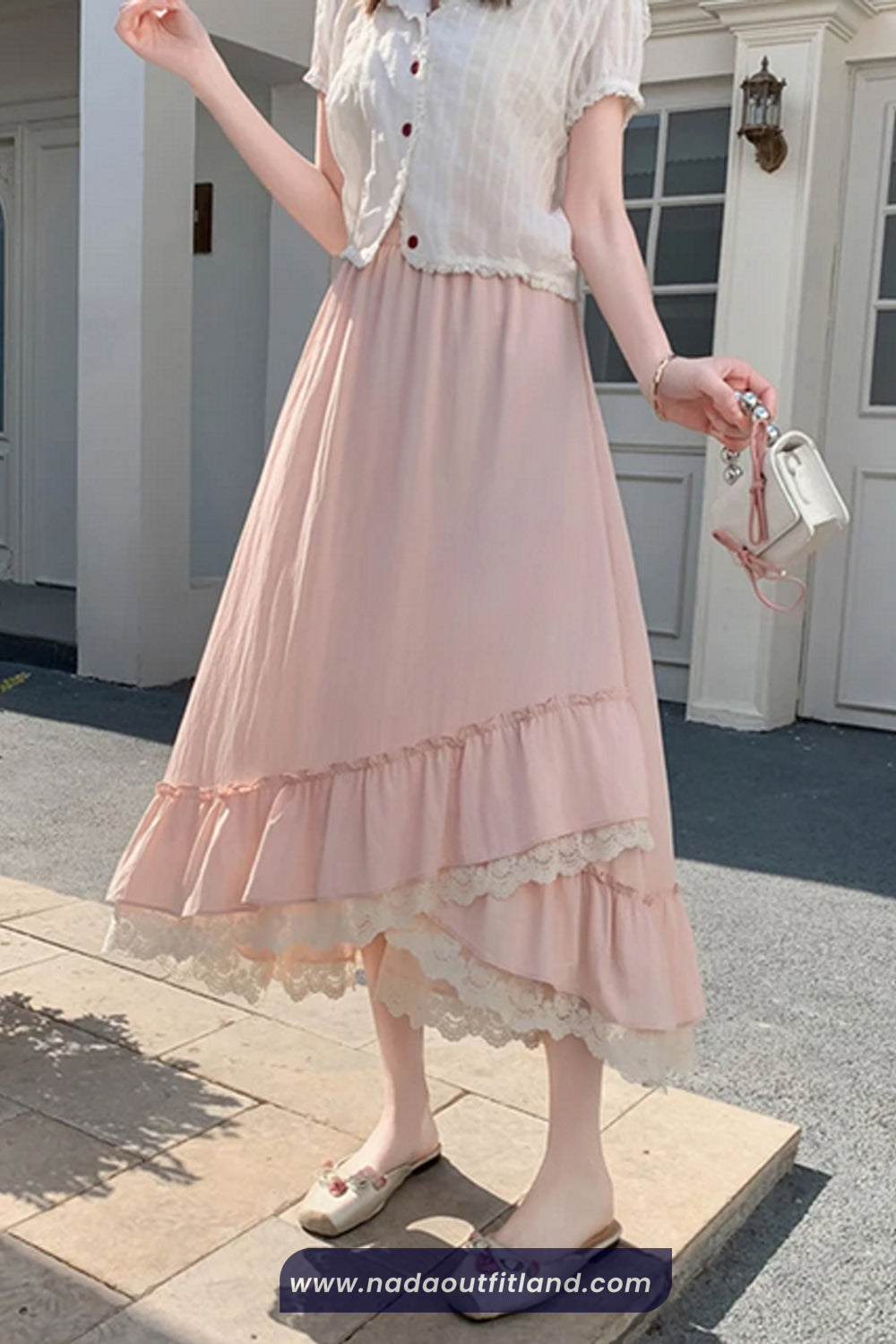 High Waist Lace Patchwork Irregular Skirts