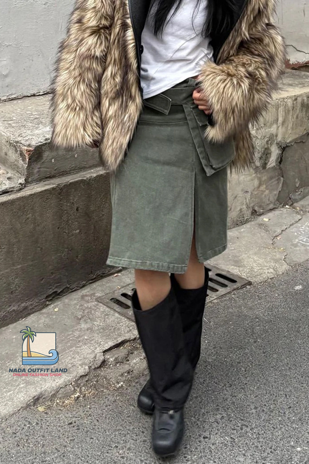 Sexy Split Asymmetrical Cargo Mini Skirts