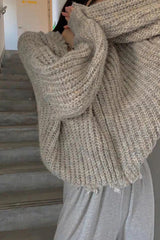 Loose Thick Knitted Zipper Hooded Sweater