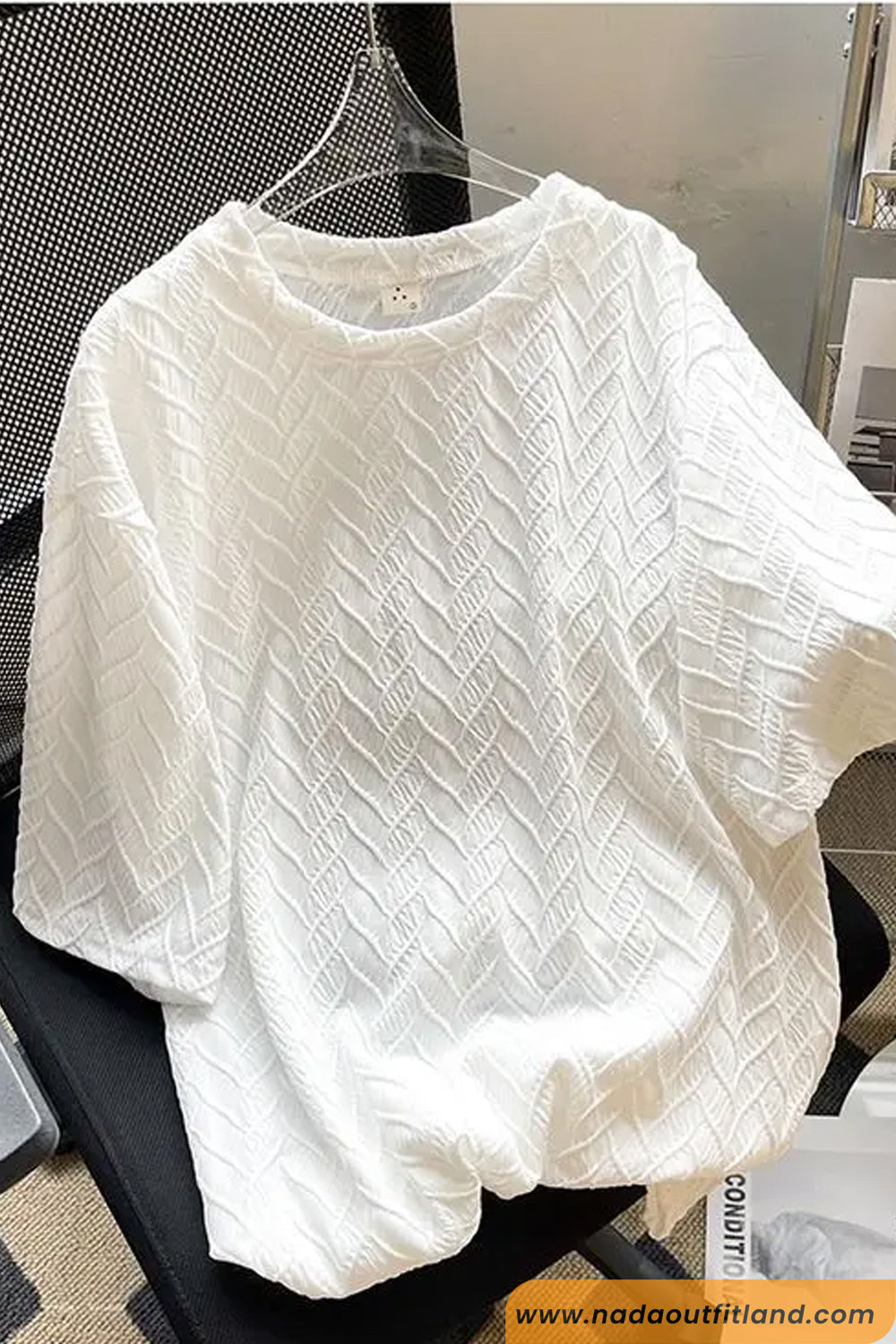 Loose Short Sleeve Textured Style Men Shirt
