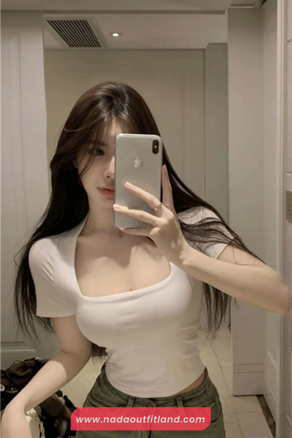 Short Sleeve Sexy U-Neck Cropped Slim Shirts