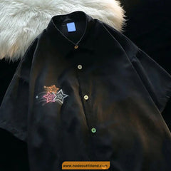 Stars Double Printed Collar Blouse Shirt