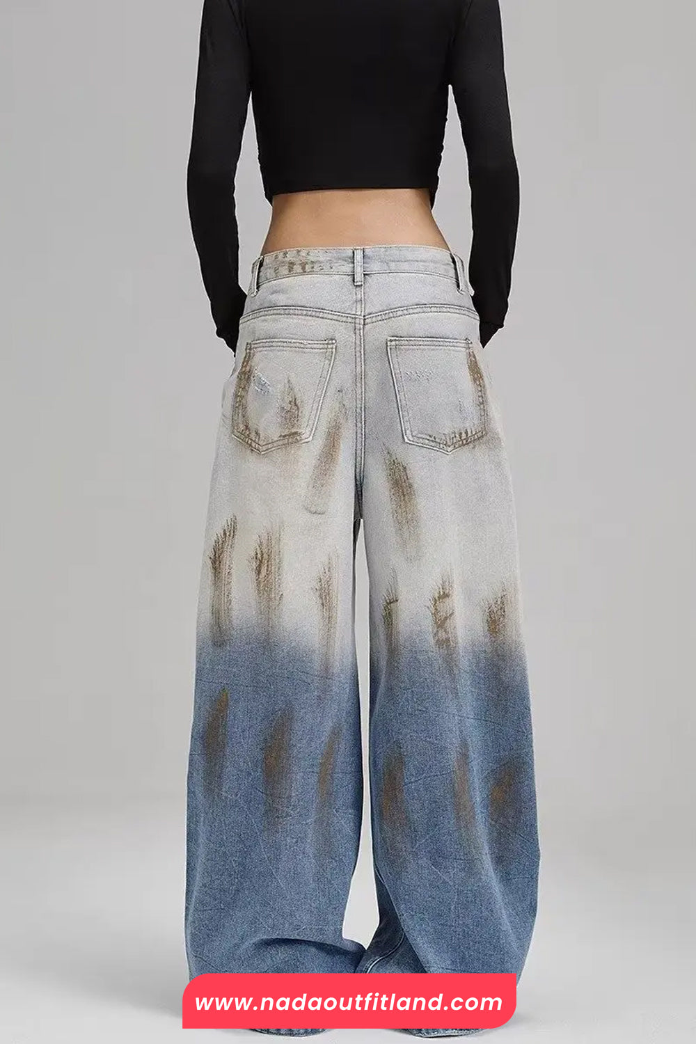 High Waist Blue Tie Dye Style Women Jeans Pants