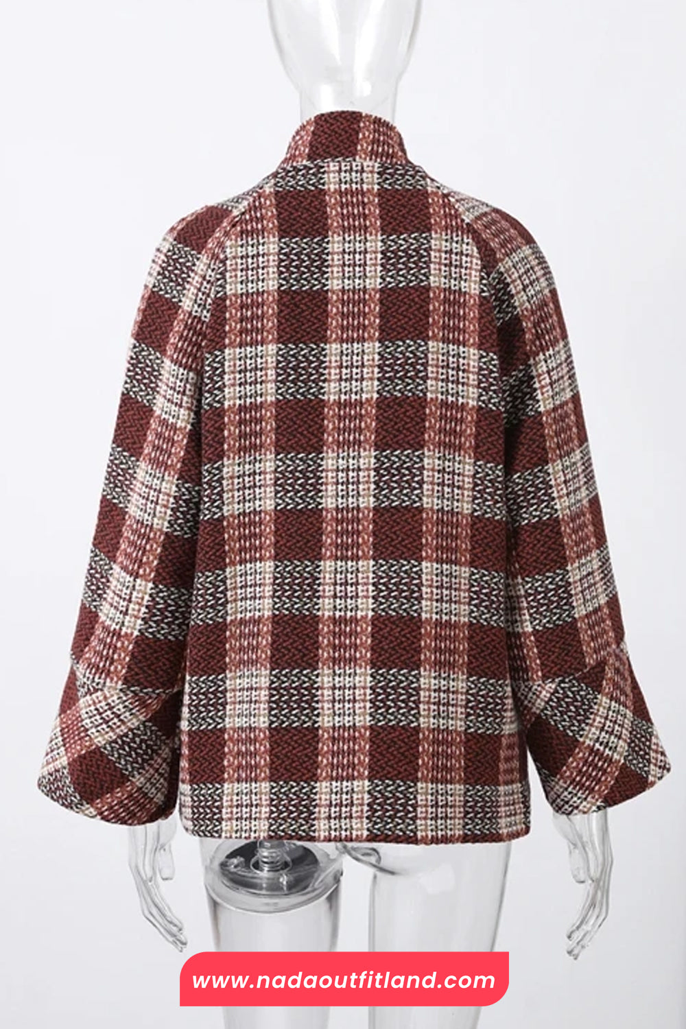 Double Breasted Plaid Pattern Warm Turtleneck Coat Jacket