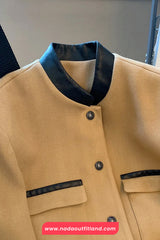 Long Sleeve Elegant Patchwork Cropped Office Jacket