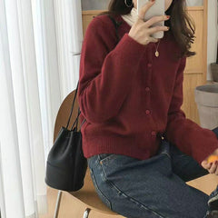 Long Sleeve O-Neck Wool Cashmere Cardigan Sweater