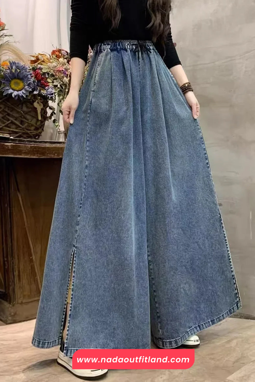 High Waist Loose Wide Leg Denim Long Pants