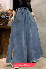 High Waist Loose Wide Leg Denim Long Pants