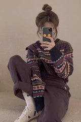 Loose Retro Striped Basic Sweater