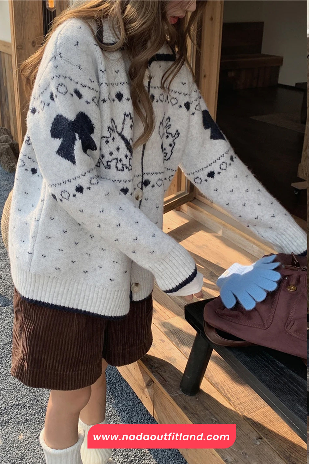 Long Sleeve Cute Dog Pattern Christmas Cardigan Sweater