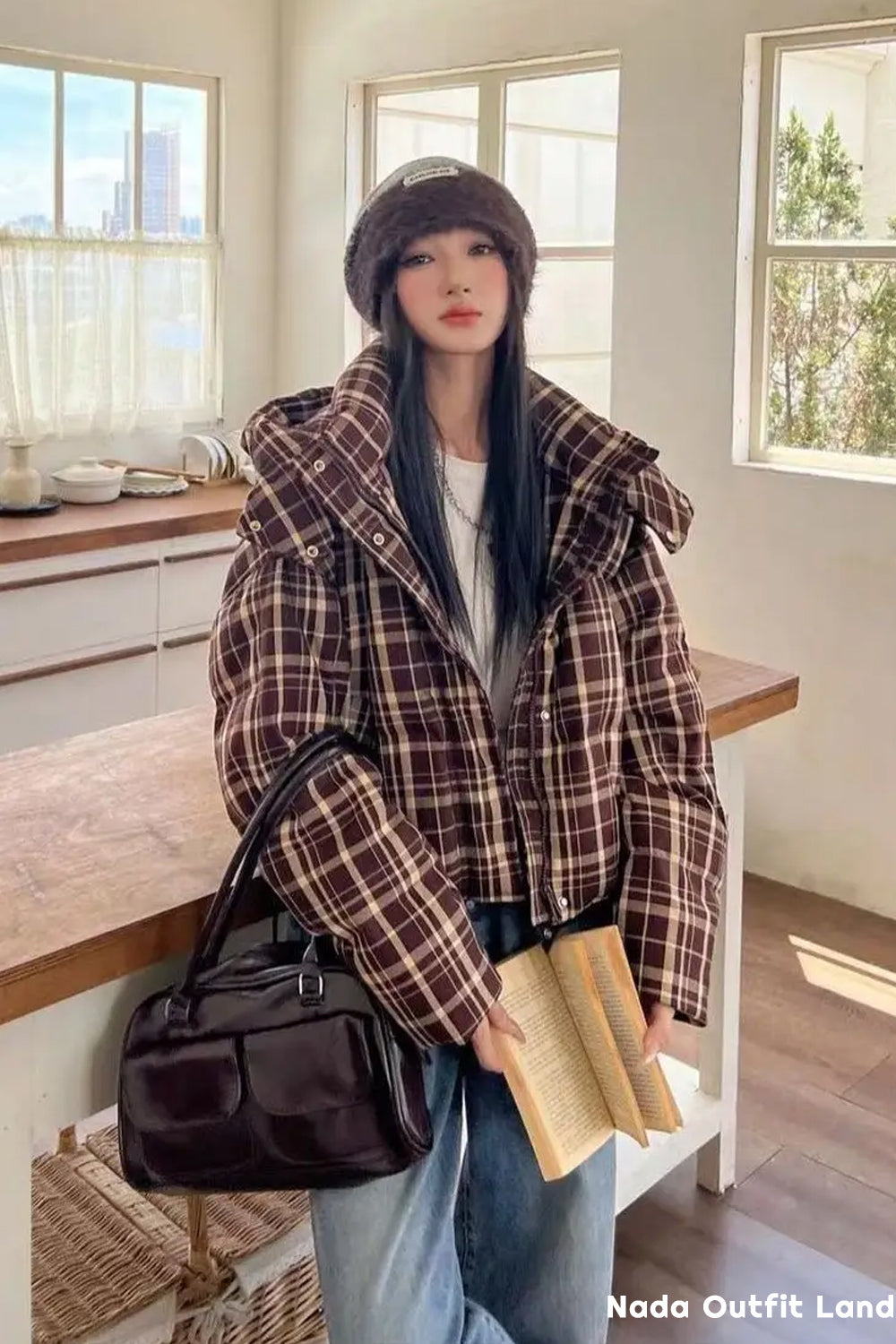 Plaid Pattern Thickening Padded Winter Coat Jacket