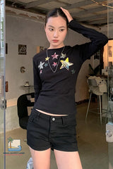 Long Sleeve Stars Aesthetic Pattern Shirt