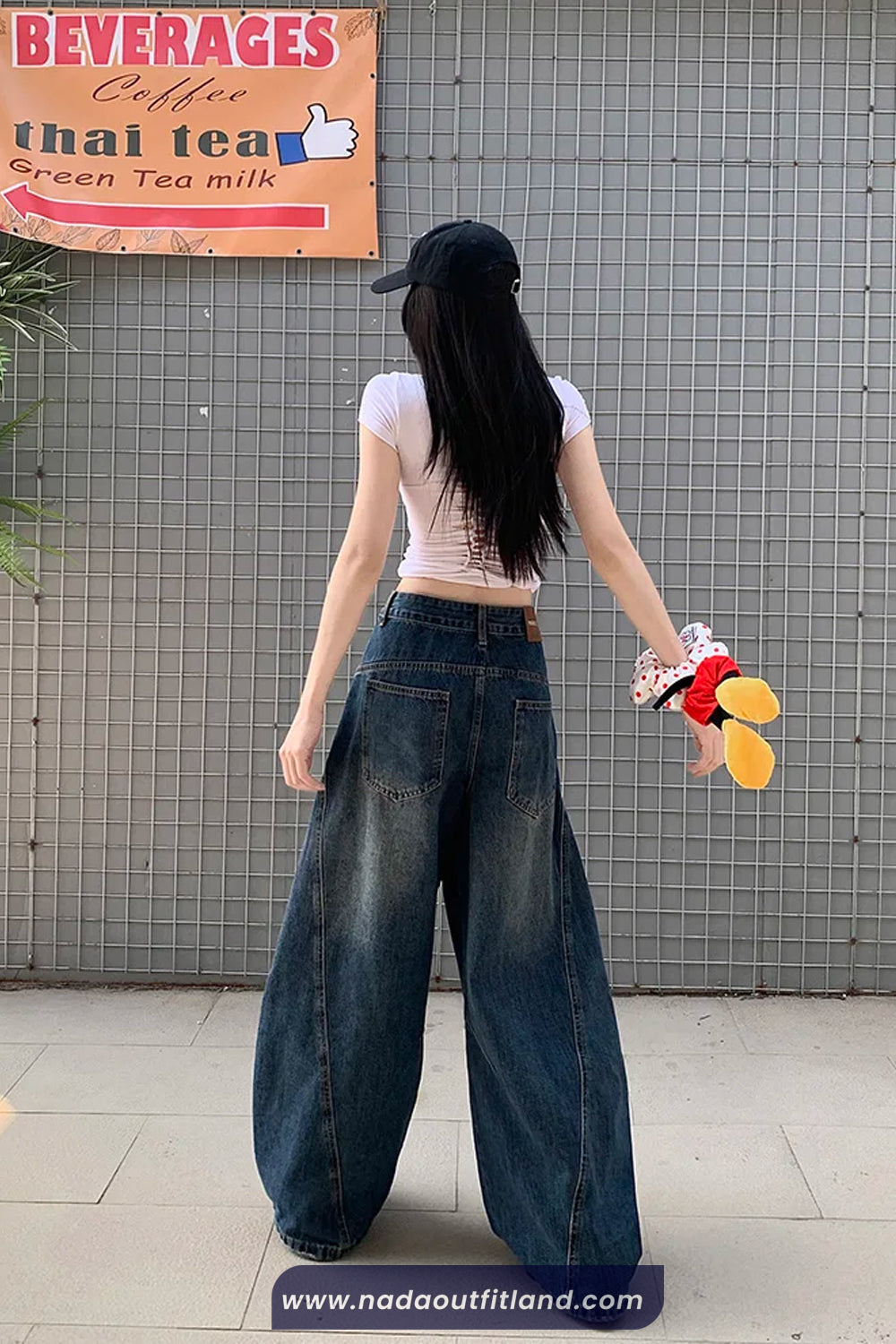 High Waist Loose Wide Leg Ripped Women Jeans Pants