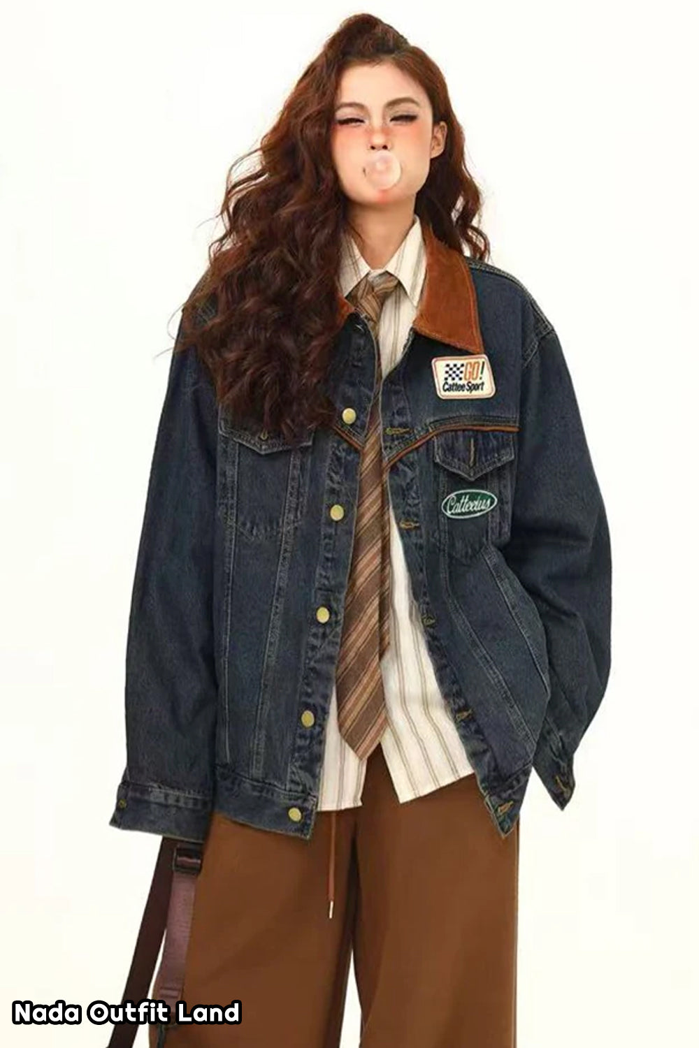 Long Sleeve Lapel Collar Retro Denim Blue Jacket
