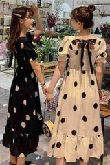 Short Sleeve Polka Dot Pattern Elegant Dress