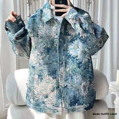 Long Sleeve Daisy Pattern Retro Unisex Jacket