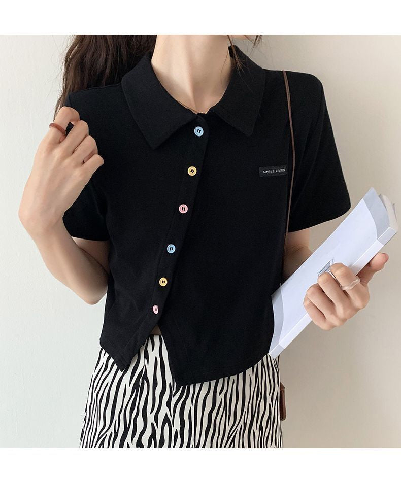 Short Sleeve Irregular Button Shirts