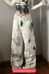 Loose Retro Hip Hop Tie Dye Cargo Jeans Pants