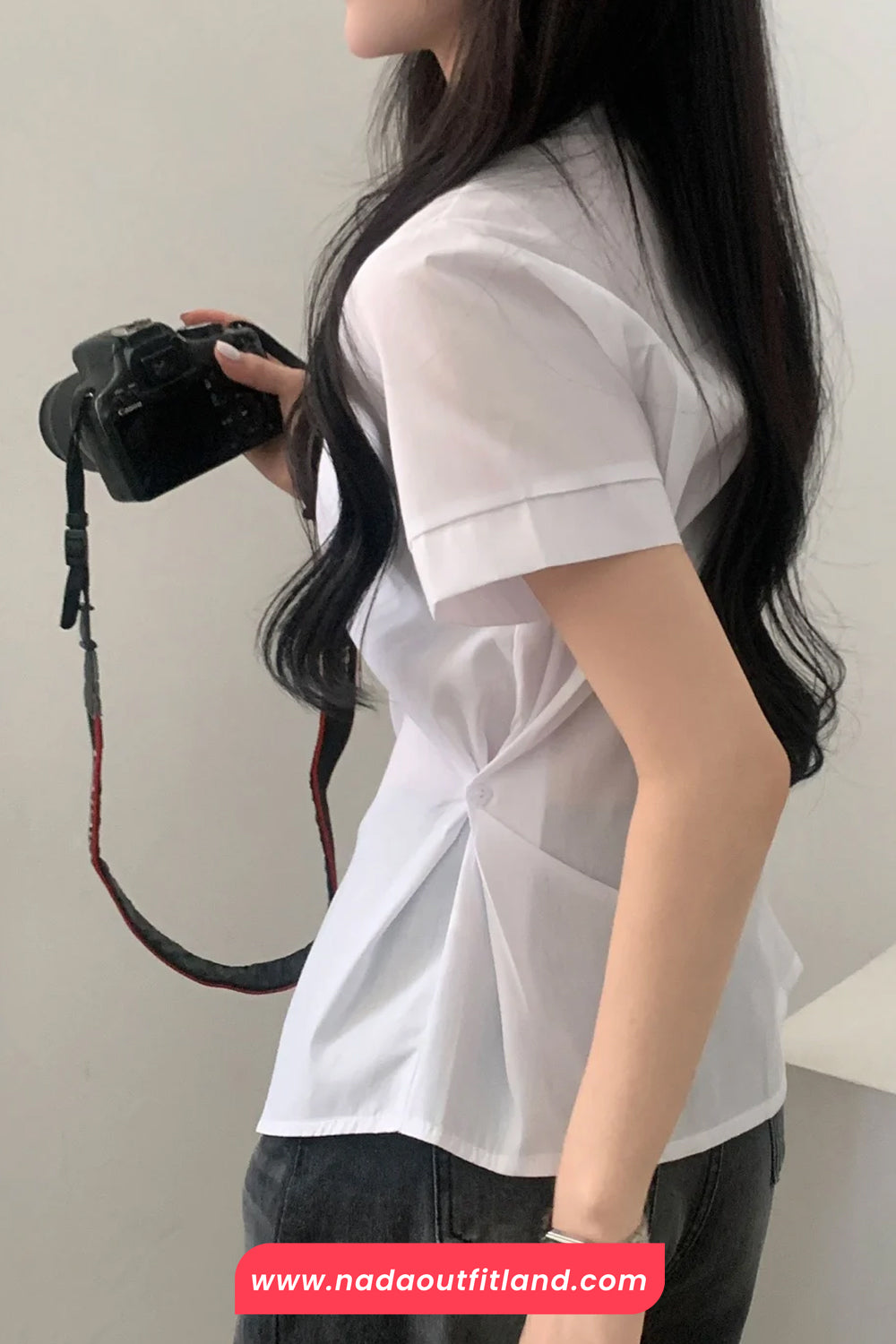 Short Sleeve Single Side Button Summer Blouse Shirt