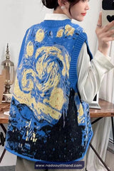 Loose Legendary Painting Sleeveless Vest Sweater