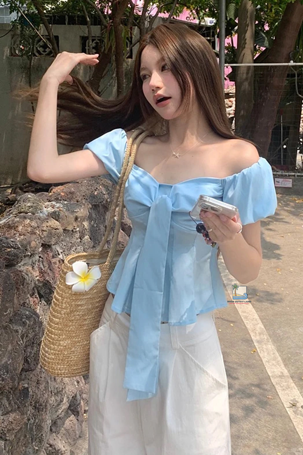 Sexy Slash Neck Puff Sleeve Cropped Shirt