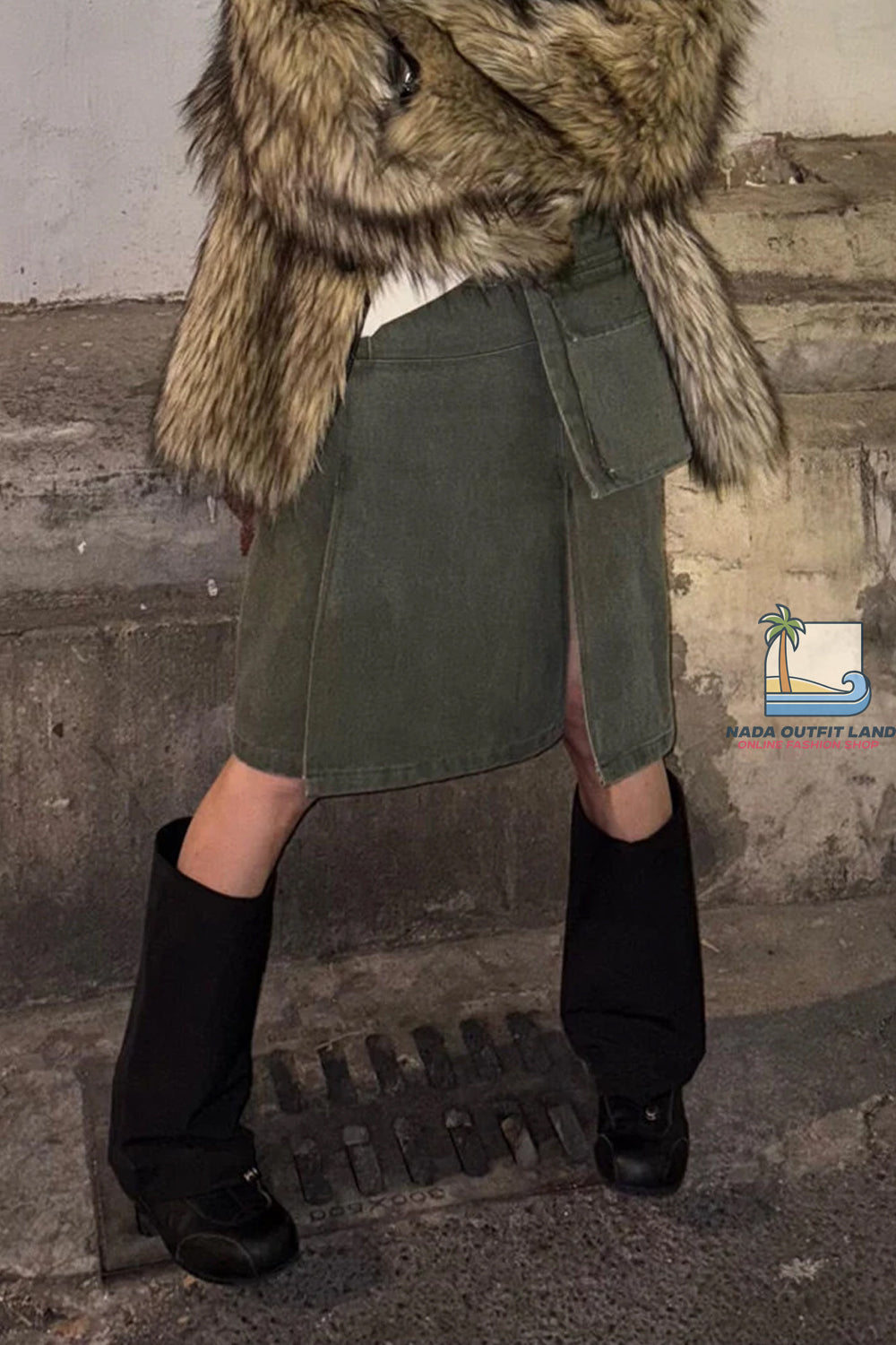 Sexy Split Asymmetrical Cargo Mini Skirts
