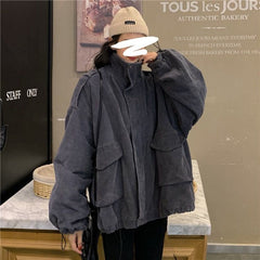 Loose Thick Warm Pocket Corduroy Jacket