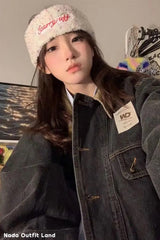 Long Sleeve Corduroy Patchwork Retro Denim Jacket