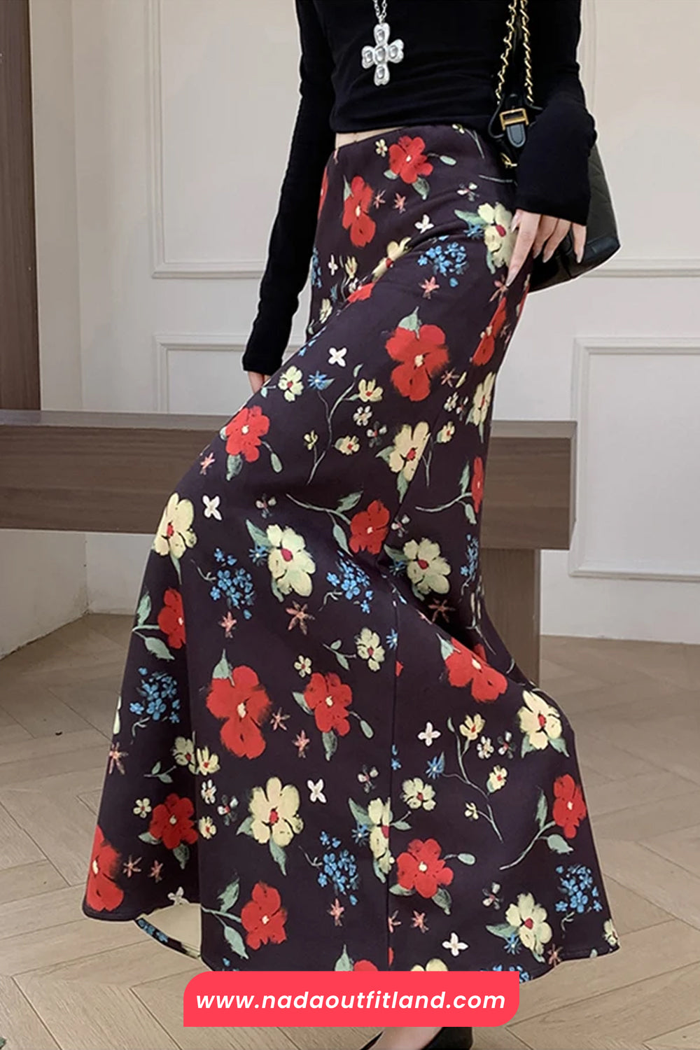 High Waist Retro Floral Long Elegant Skirts