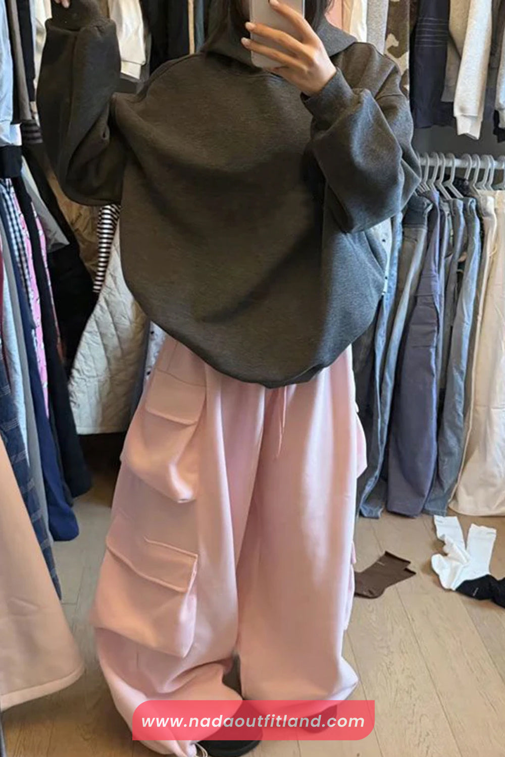 Loose Wide Leg Cargo Pockets Sweatpants