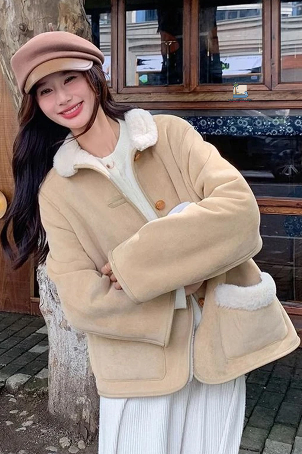 Long Sleeve Vintage Faux Lamb Suede Coat Jacket