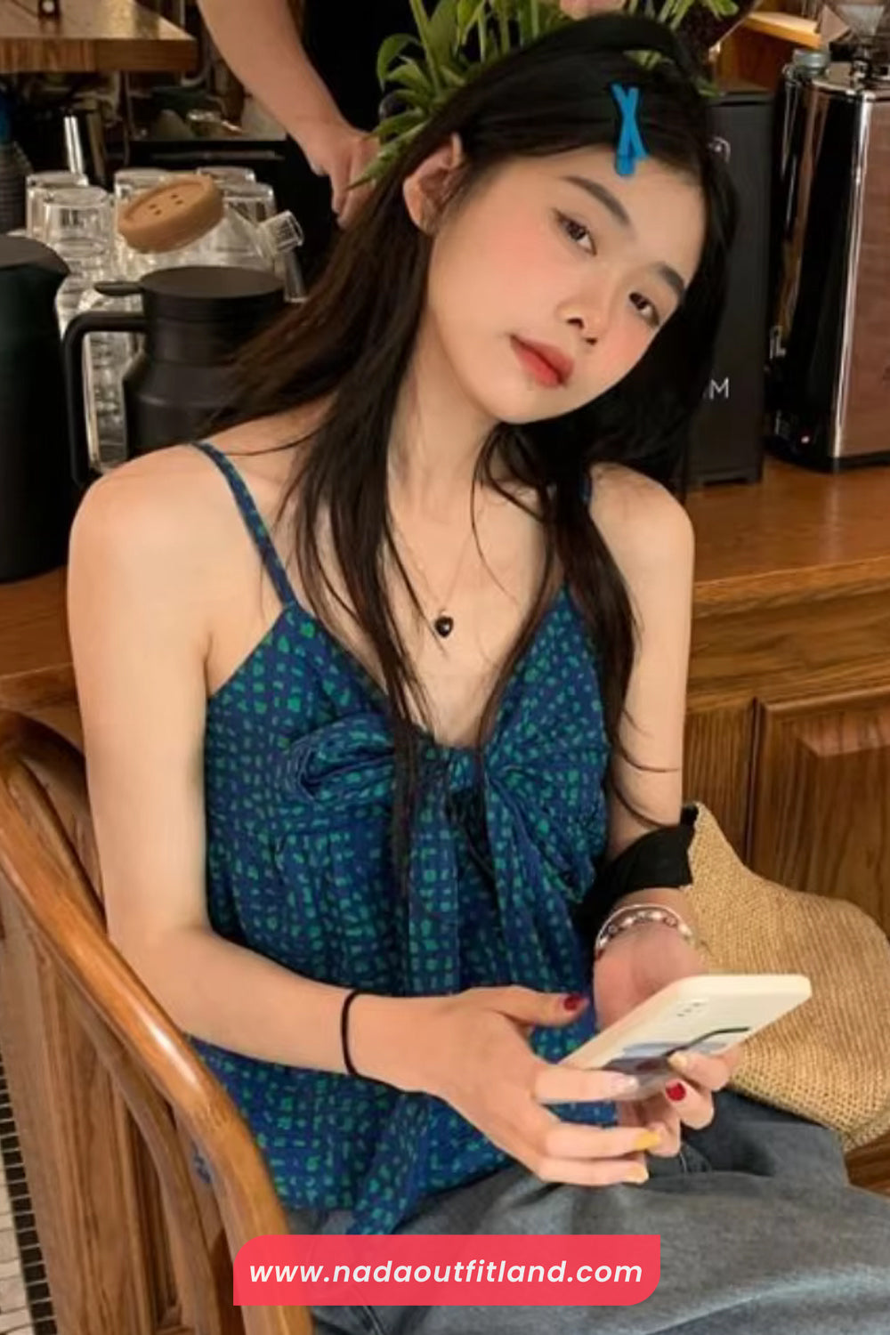 Sleeveless Sweet Bow Plaid Camis Crop Tops
