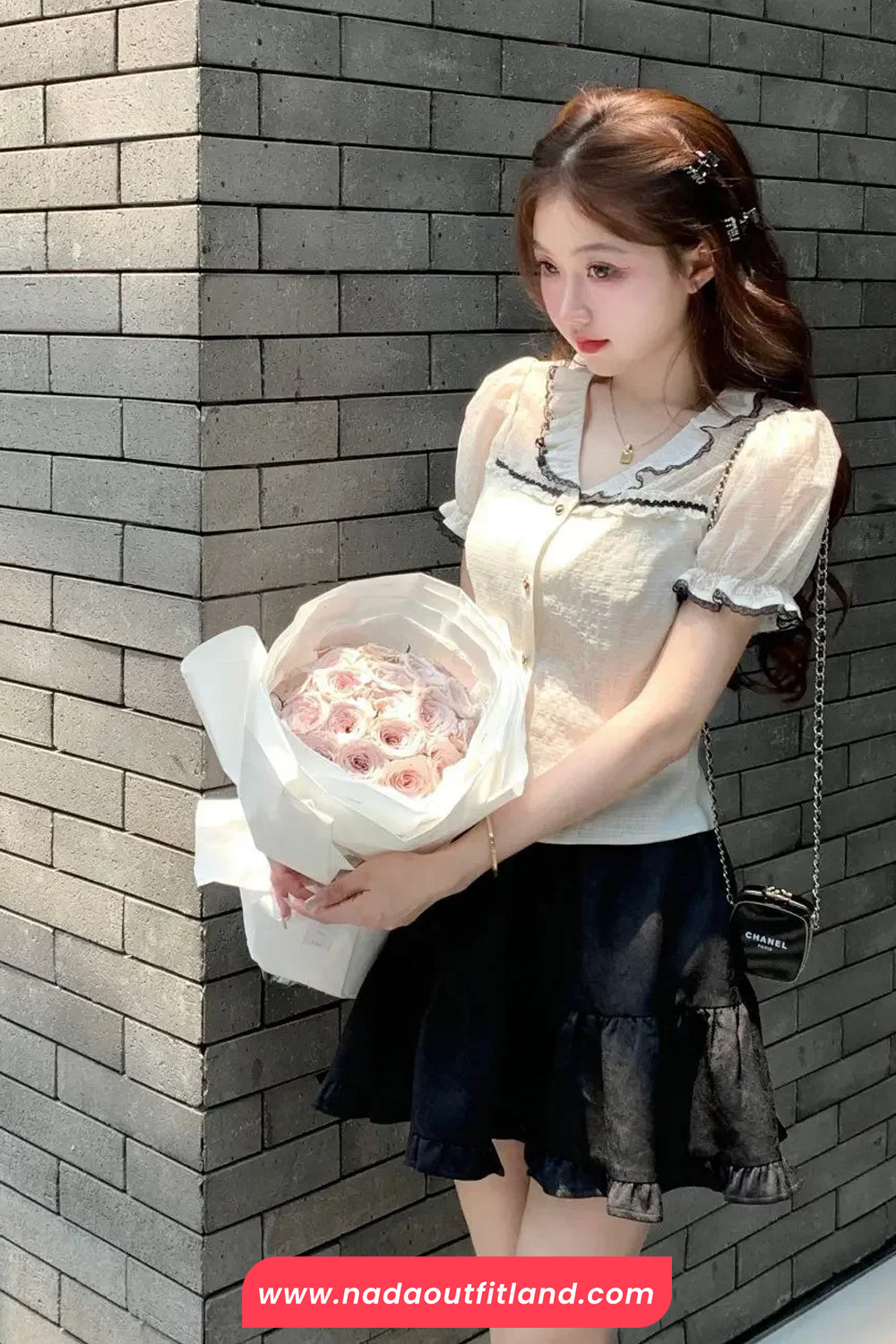 Short Sleeve V-Neck Ruffled Cute Shirt