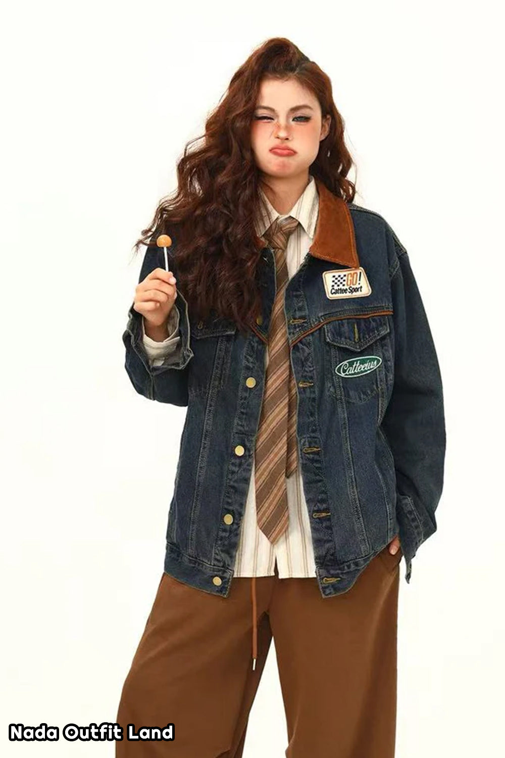 Long Sleeve Lapel Collar Retro Denim Blue Jacket