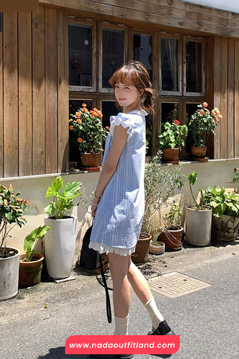 Sweet Peter Pan Collar Plaid Pattern Mini Dress