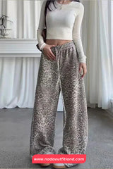 Lace Waist Hip Hop Leopard Pattern Long Sweatpants