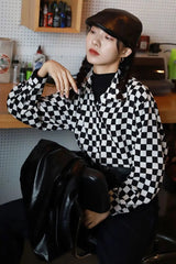Long Sleeve Checkered Pattern Casual Blouse Shirt