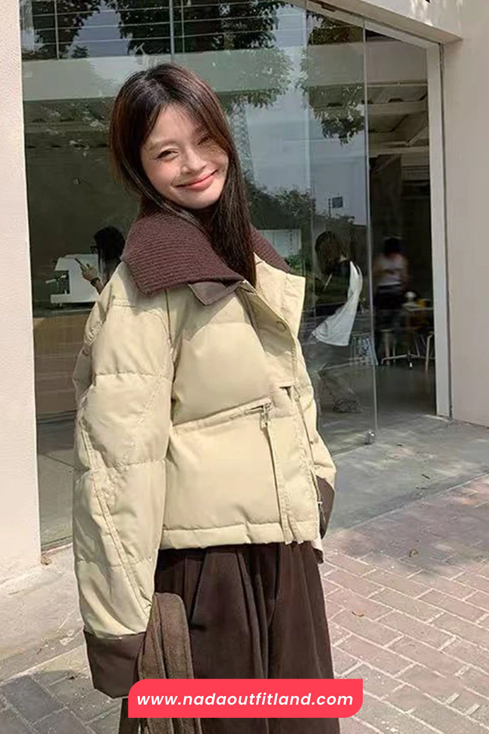 Loose Lapel Collar Parkas Coat Jacket