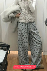 Loose Thick Floral Pattern Casual Sweatpants