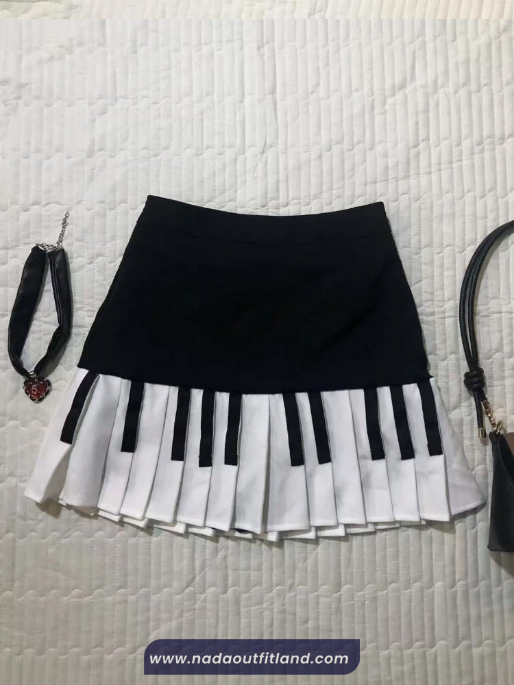 Retro Piano Pattern Mini Skirts