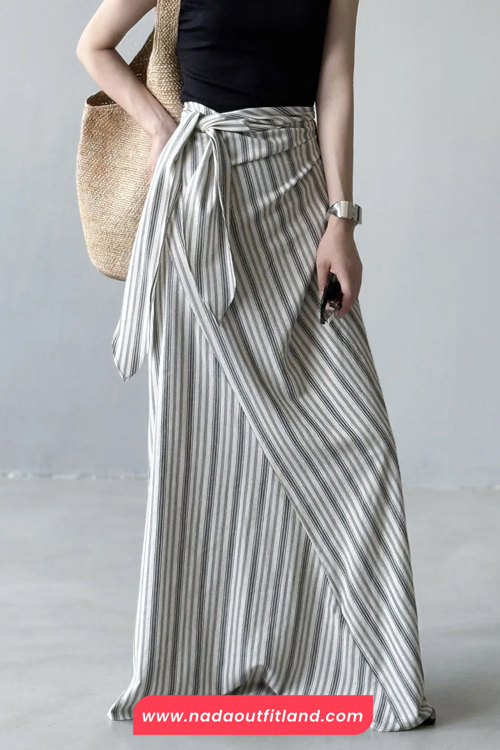 High Waist Striped Irregular Style Elegant Skirts
