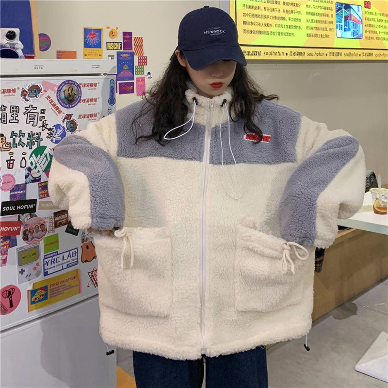 Loose Zip Up Winter Fleece Coat Jackets